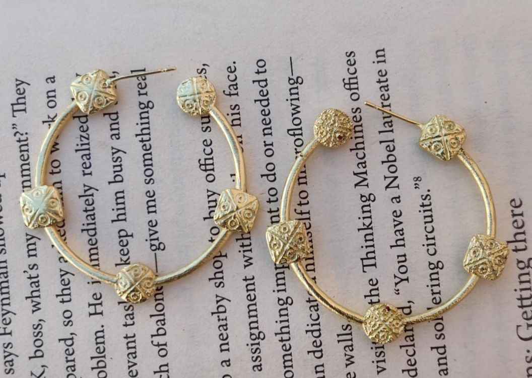 Modern Artistic Brass Handmade Round Shape Hoop Earring in Germany