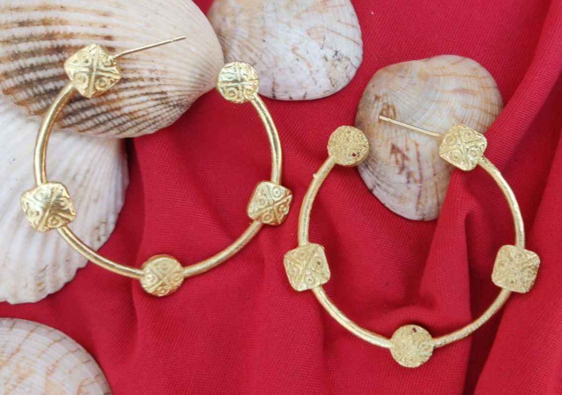 Modern Artistic Brass Handmade Round Shape Hoop Earring in Germany