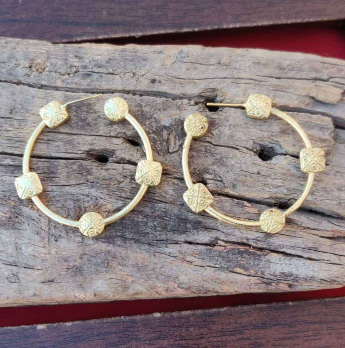 Modern Artistic Brass Handmade Round Shape Hoop Earring in Germany