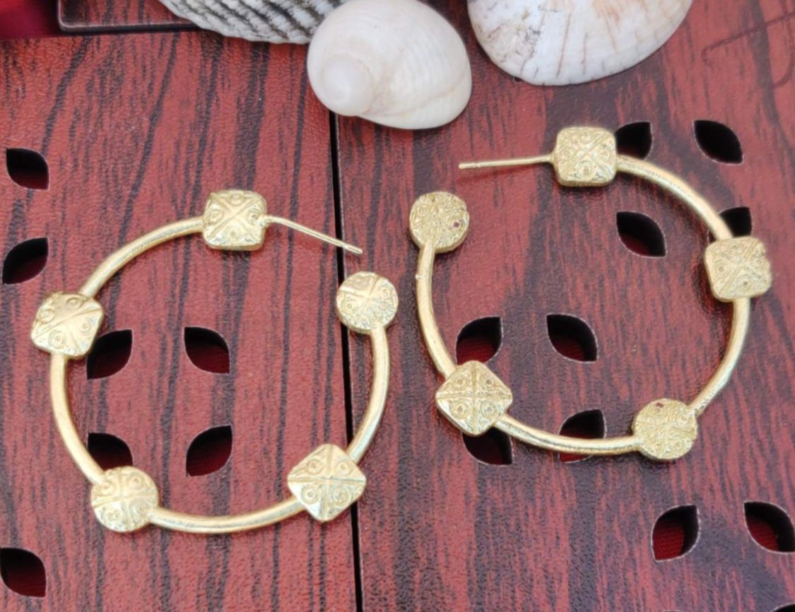 Modern Artistic Brass Handmade Round Shape Hoop Earring in Germany
