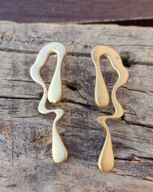 Contemporary Brass Handmade Gold Plated Earrings in Berlin