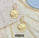 Vintage Boho Golden Tone Textured Disc Drop Earrings in Berlin