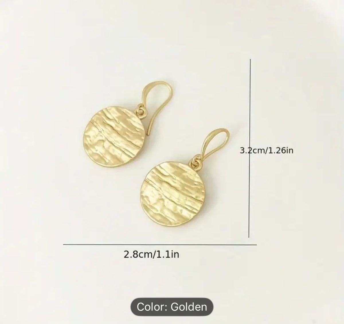 Vintage Boho Golden Tone Textured Disc Drop Earrings in Berlin