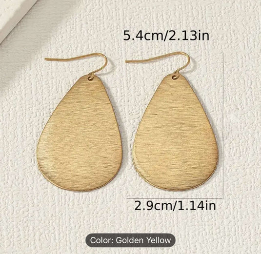Golden Brushed Metal Teardrop-Shaped Earrings in Germany Namma Markt