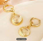 Women Gold Hoop Earrings Clam Shell Hollow Star Cross Lightning Dangle Earring in Germany