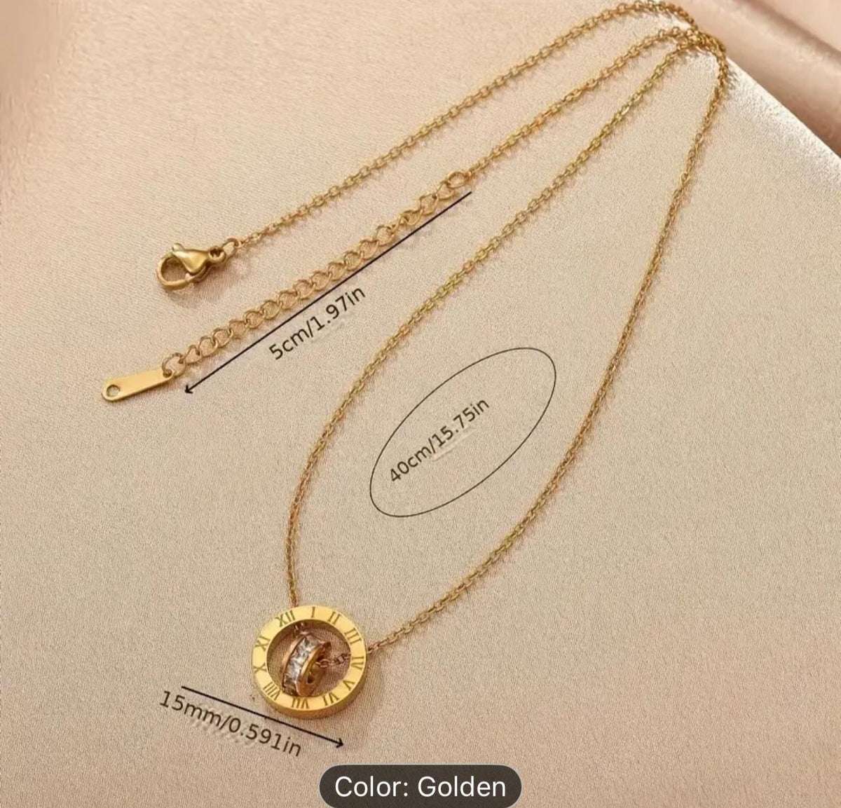Roman Numeral Interlocking Circles Pendant Necklace in Munich