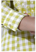 White & Green Checker Cotton Kurta in Germany