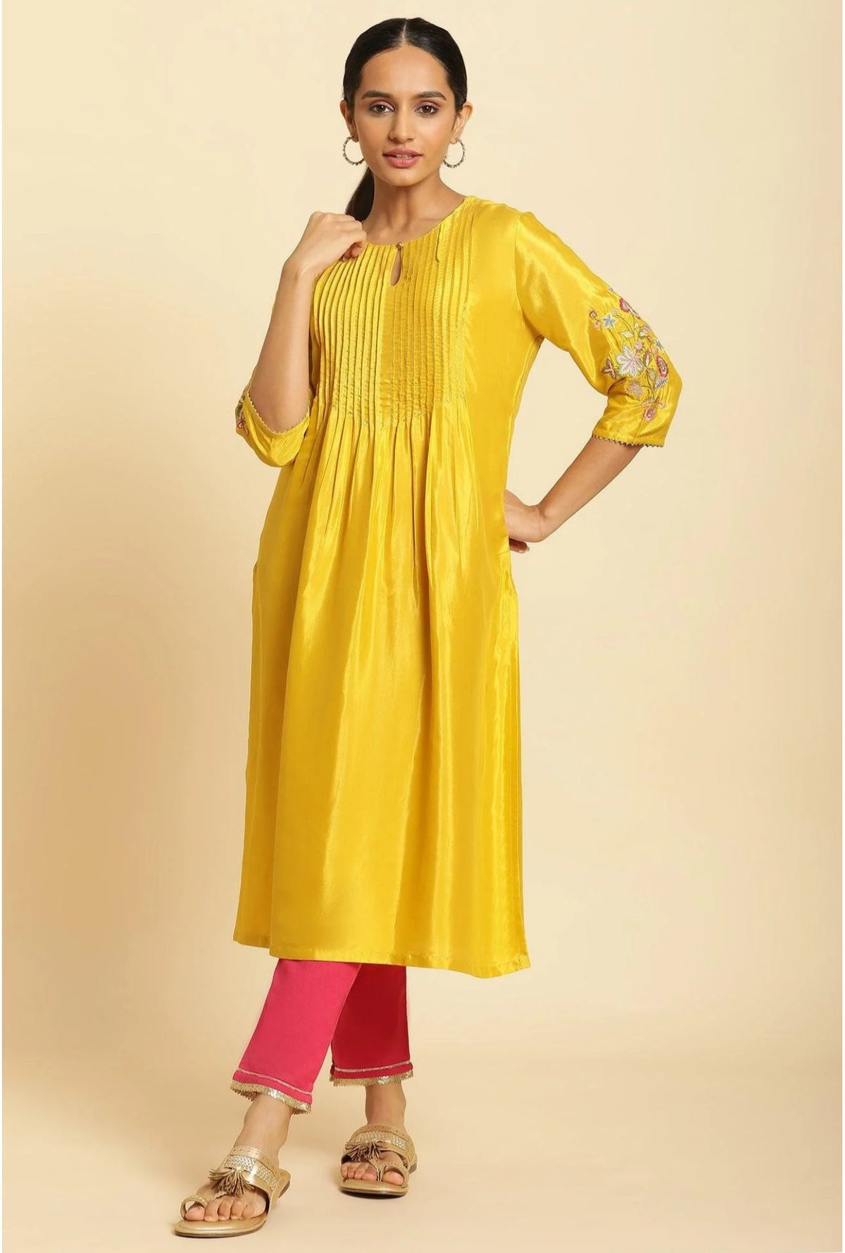 Marigold Yellow Embroidered Kurta in Berlin