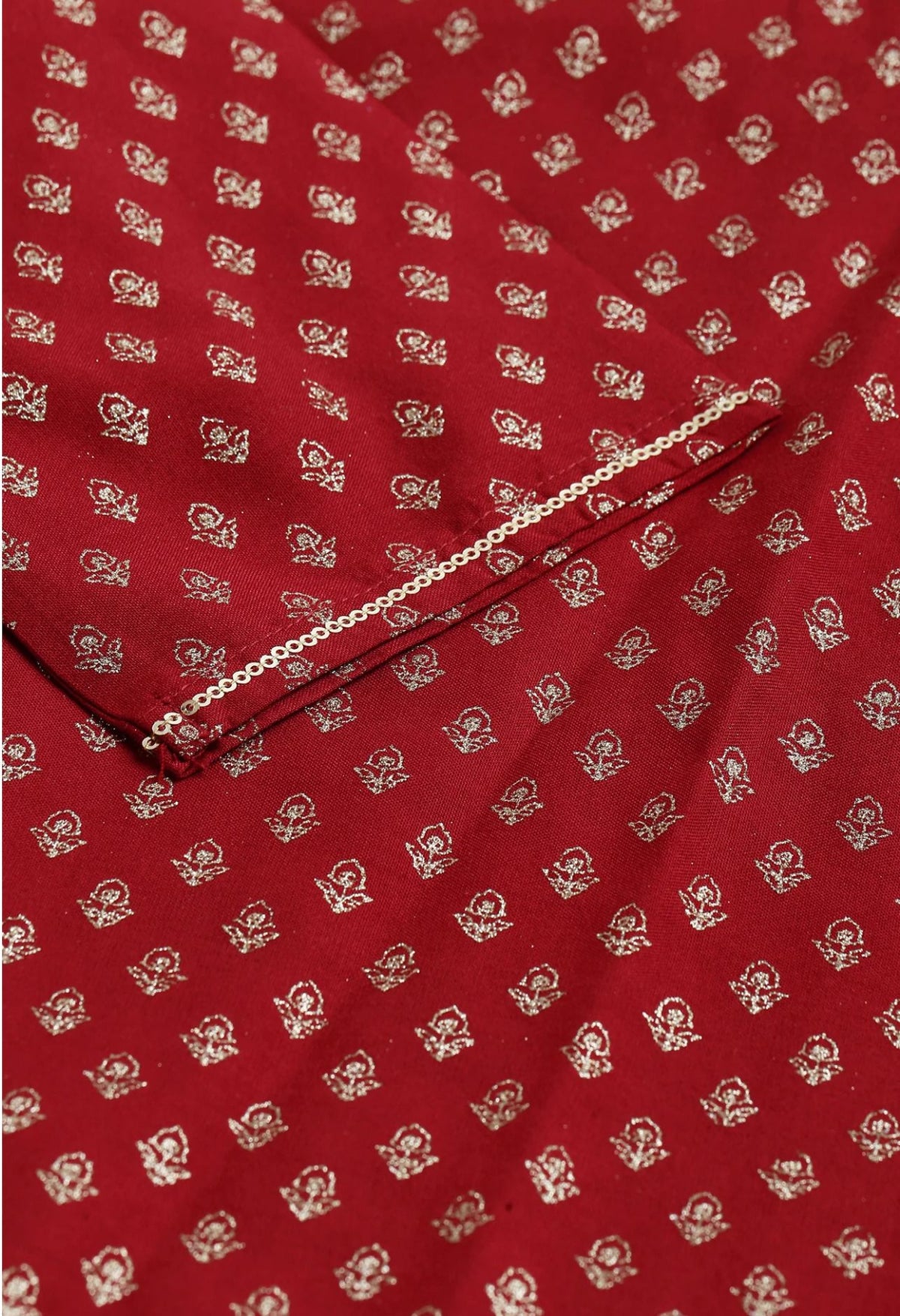 Red Printed kurta With Metallic Embroidery in Munich