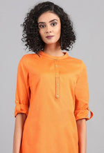 Orange Mandarin Neck Solid kurta in Germany