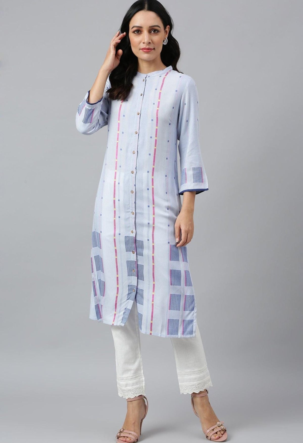 Light Blue Shirt kurta With Front Placket in Germany