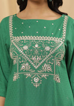 Green Dori Embroidered Straight Kurta in Berlin
