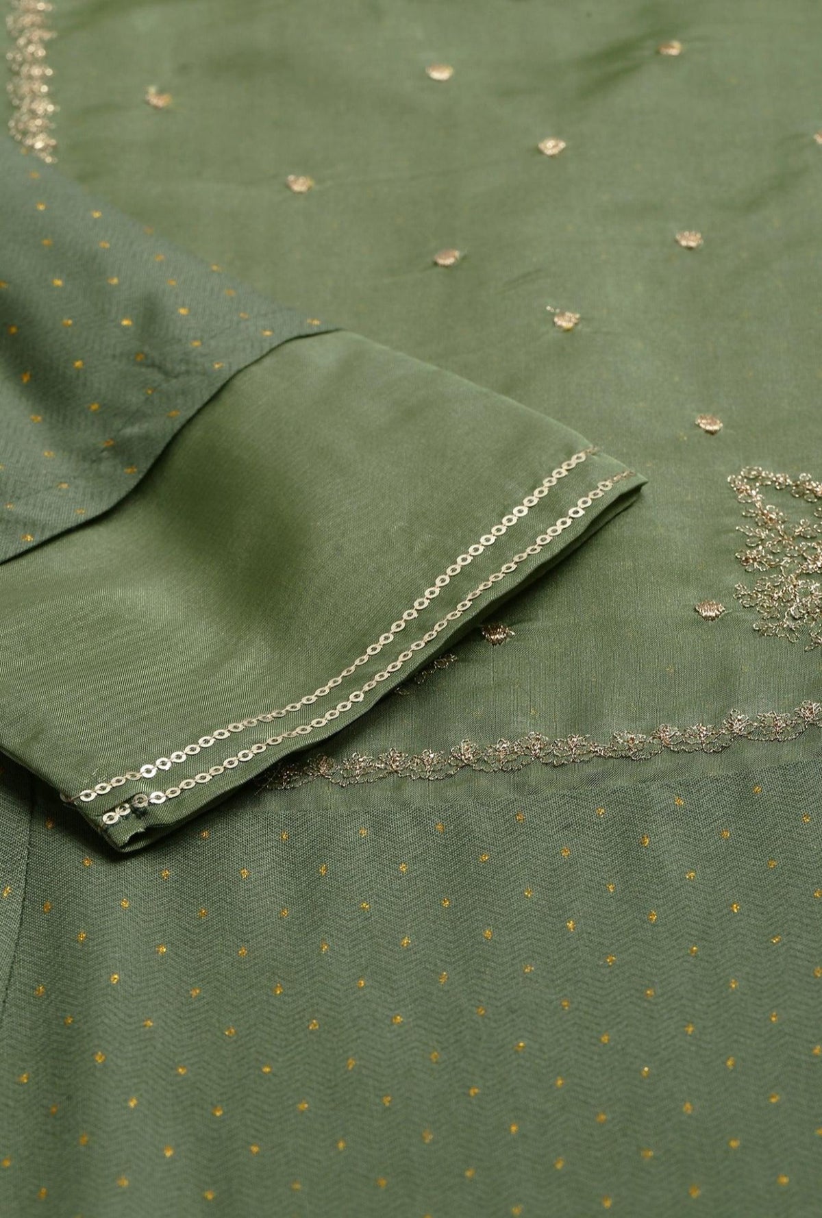 Olive Green A-Line Embroidered kurta With Sequins in Munich