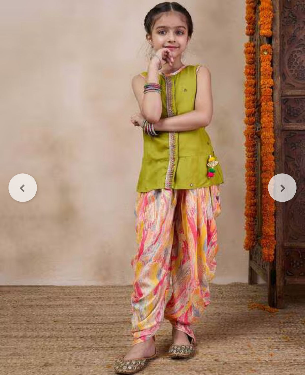 Girls Embroidered Straight dhoti Kurta Set