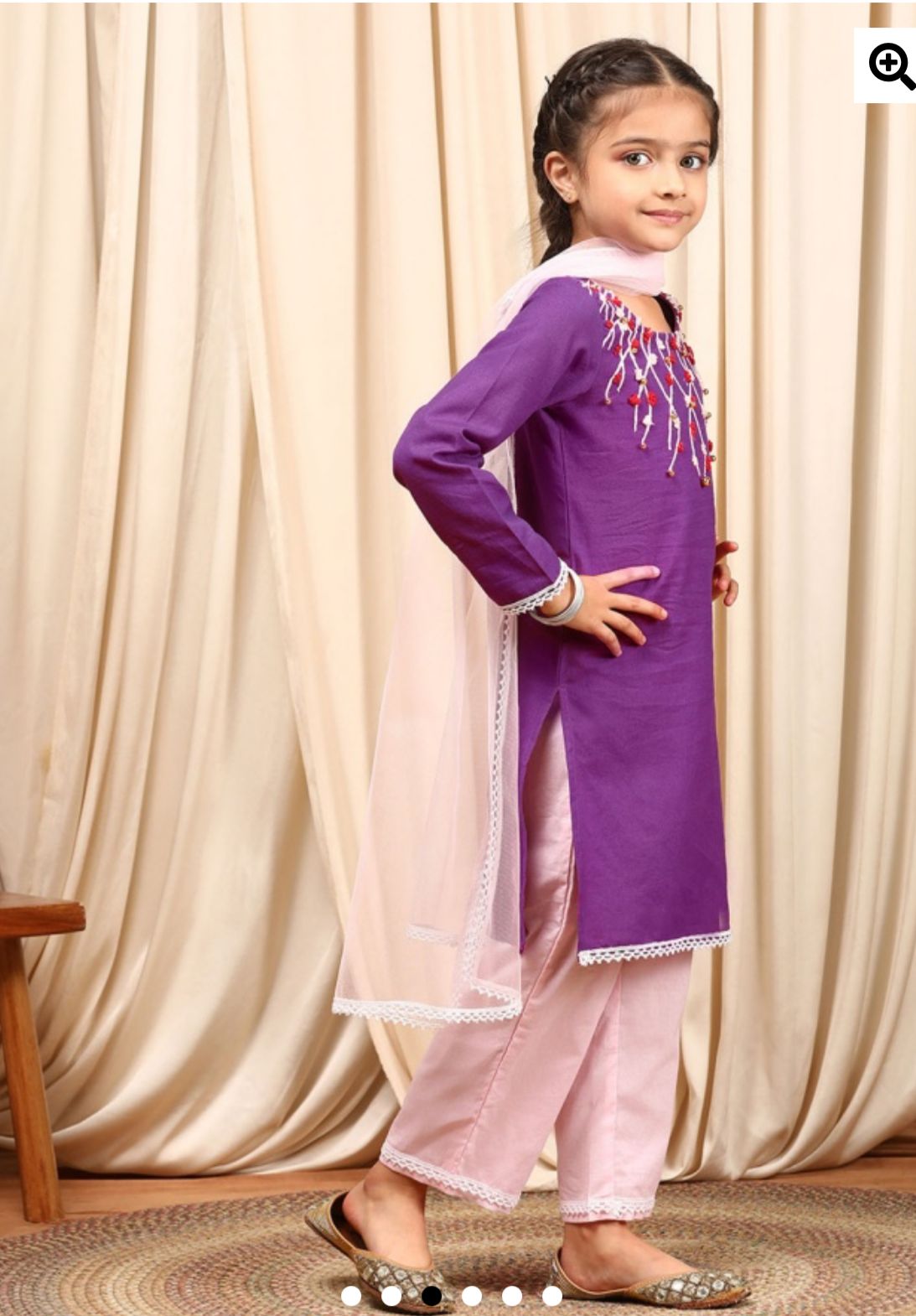 Cotton Full Sleeveless Floral Embroidered Kurta With Palazzo & Dupatta in Germany