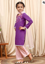 Cotton Full Sleeveless Floral Embroidered Kurta With Palazzo & Dupatta in Germany