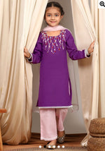 Cotton Full Sleeveless Floral Embroidered Kurta With Palazzo & Dupatta in Germany
