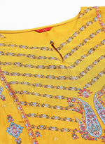 Mustard Glitter Printed Shantung kurta in Germany