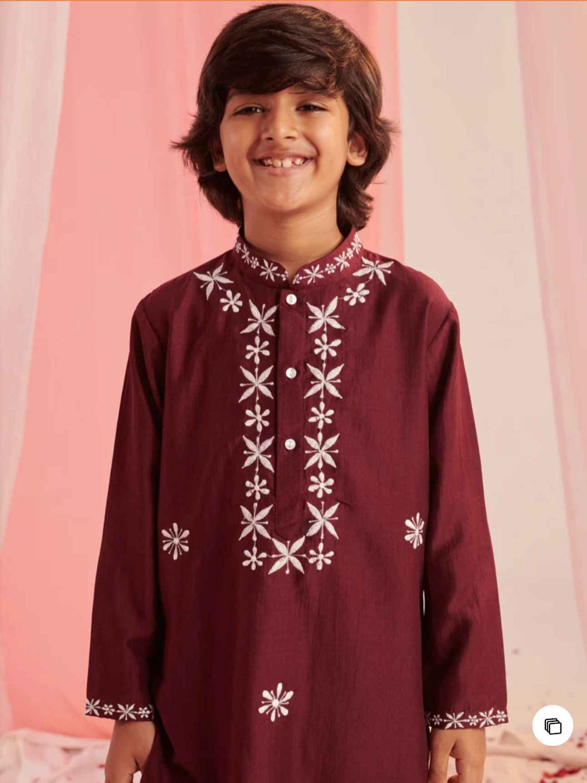 Boys Embroidered Regular Kurta with Pyjamas in Munich