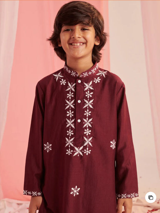 Boys Embroidered Regular Kurta with Pyjamas in Munich