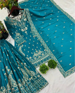 Unique Pure Heavy Chinnon Silk With Embroidery Suit in Munich