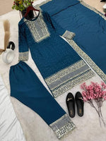 Pure Heavy Chinnon Silk With Embroidery Suit in Berlin