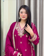 Pink Chinon Silk Embroidery Suit in Germany