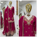 Pink Chinon Silk Embroidery Suit in Germany