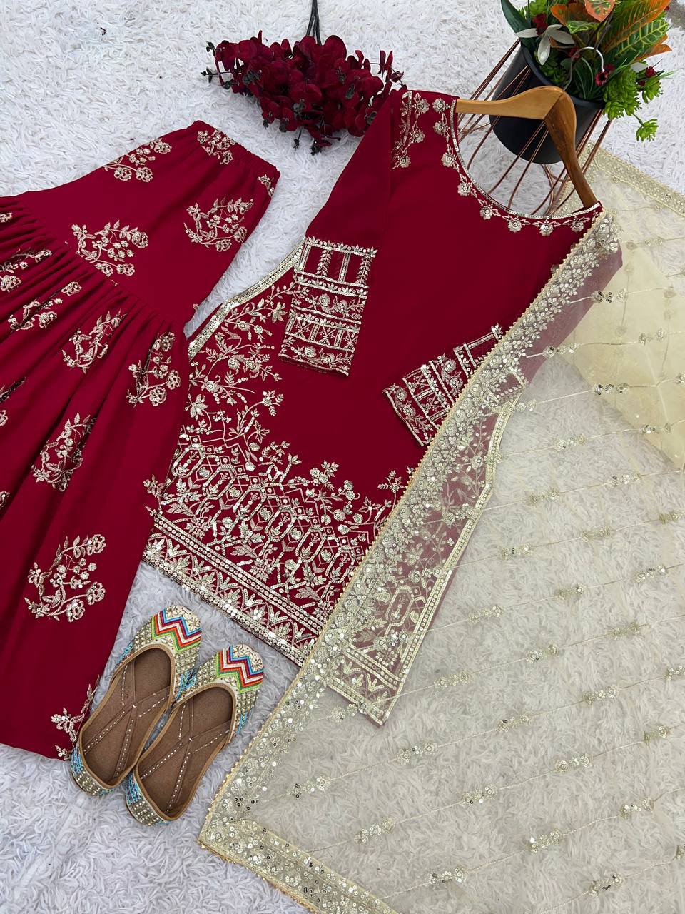 Heavy Faux Georgette With Embroidery Sequence Work Suits in Munich