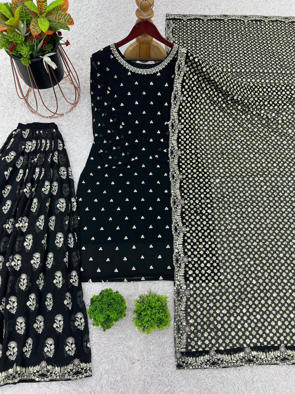 Heavy Faux Georgette With Embroidery Sequence Work With Full Sleeve suit in Berlin