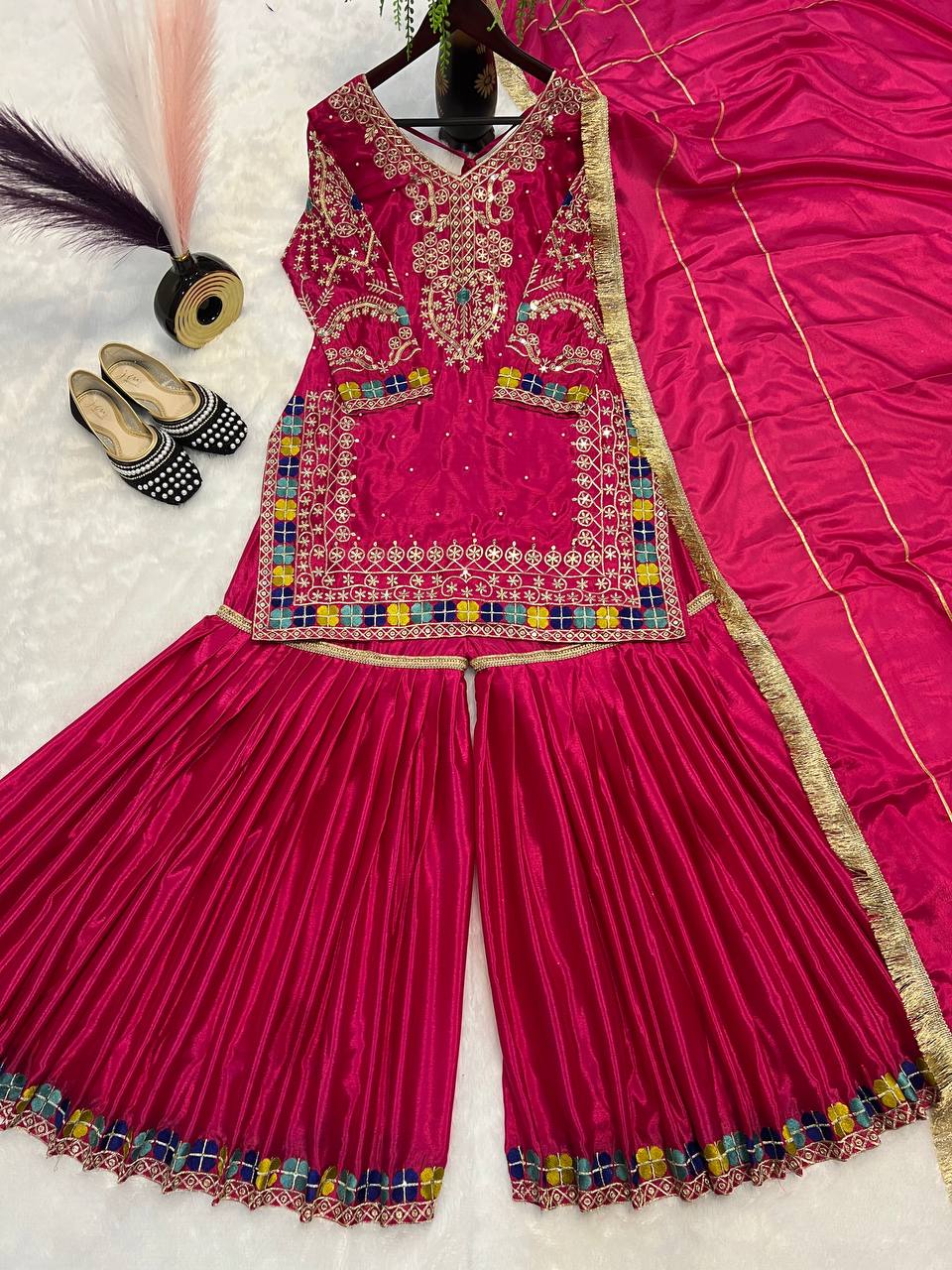 Beautiful Pink Suit Heavy Chinon work in Germany