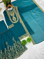 Faux Georgette With Heavy Embroidery Sequence Thread Work With Full Sleeve in Germany