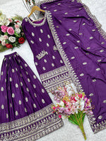 Pure Chinon Silk With Embroidery Suit in Germany