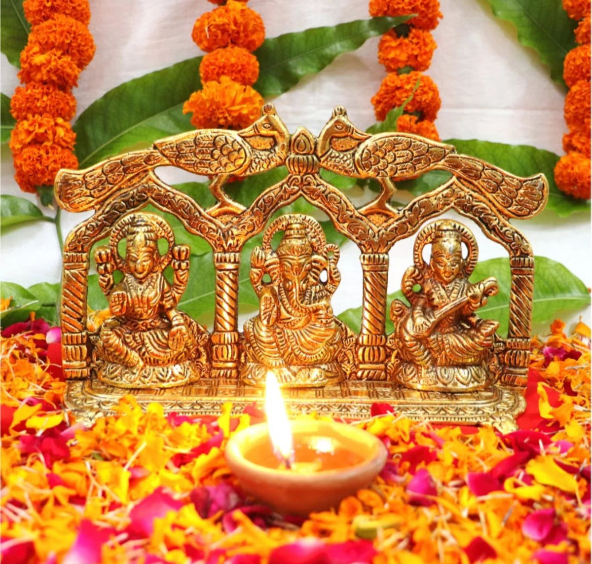 Brass Metal Ganesh Ji, Lakshmi Ji and Saraswati Ji Statue in Germany