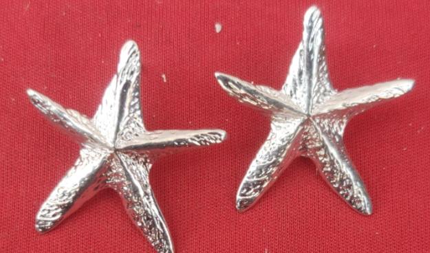 Contemporary Brass Handmade Silver Plated Mother of Pearl Star Earring in Munich