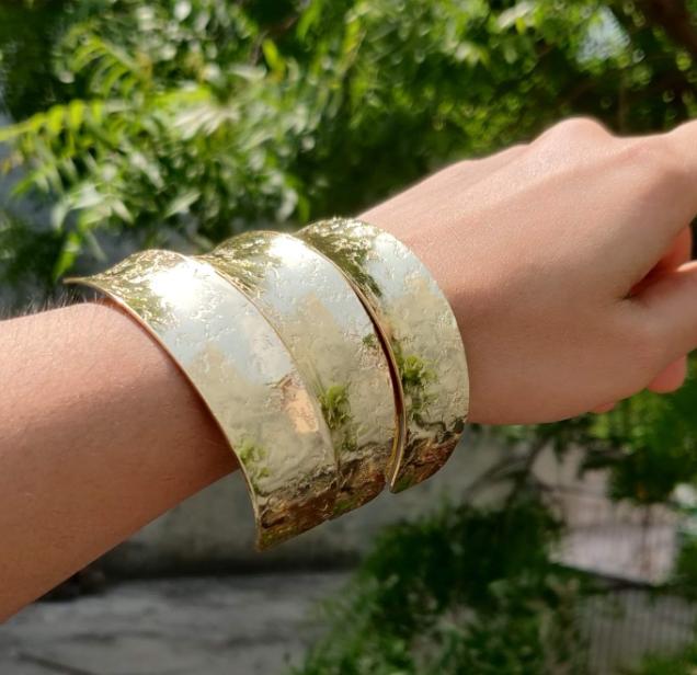 Anti Tarnish 3 layer Cuff Adjustable Size Bracelet for Women and Girls in Berlin