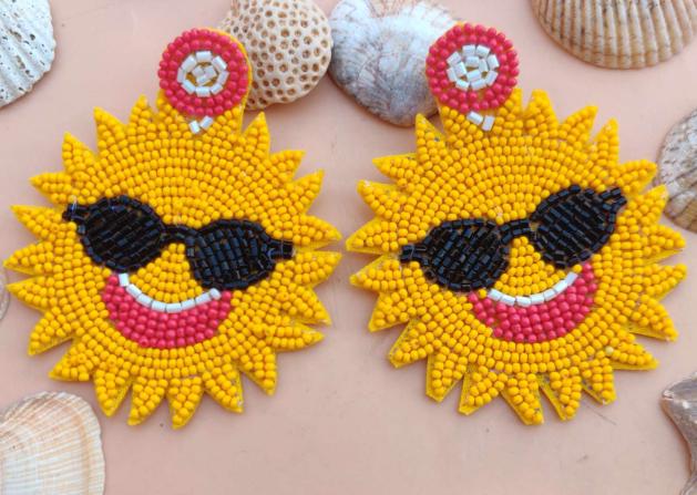 Premium Quality Handmade light weight Sun Design Embroidery earring for women and girls in Germany