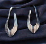 Contemporary Brass Handmade Silver Tone Bold Fluid Shape Earrings in Berlin
