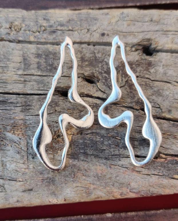 Handmade Brass Modern Art-Inspired Dangle Earrings in Germany