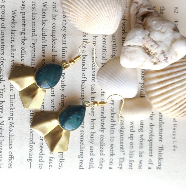 Handmade Brass with Resin stone Hook Earring in Germany