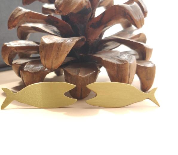 Brass fish shaped golden earrings in Berlin