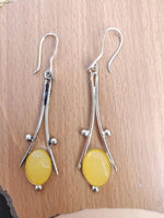 Yellow Stone Silver Polished Earring in Germany