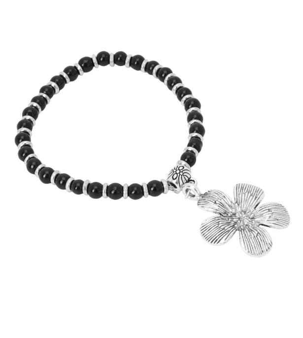 German Flower silver Black Bead Silver Plated Designer Jhumki Charm Nazaria Bracelet in Germany