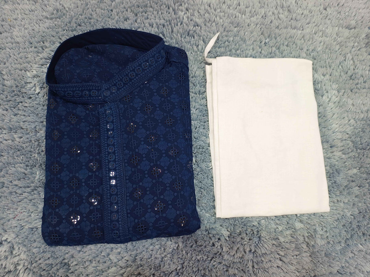 MENS CHIKENKARI HEAVY RAYON KURTA IN GERMANY