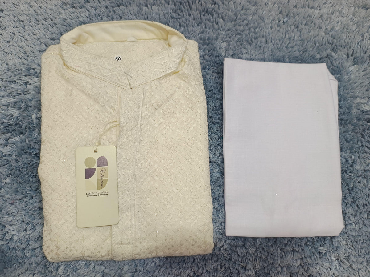 MENS CHIKENKARI HEAVY RAYON KURTA IN MUNICH