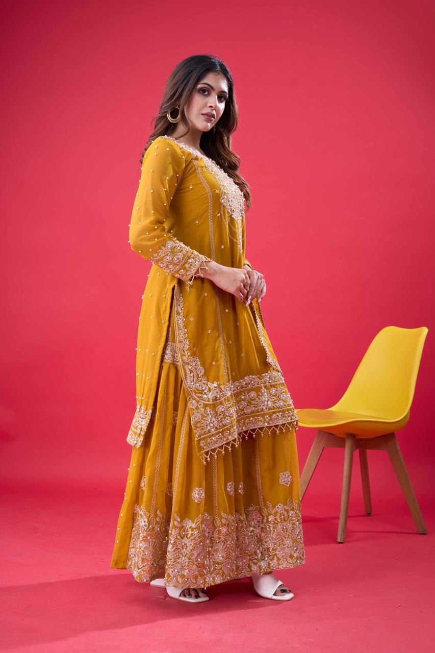 Pure Heavy Faux Georgette Sequence Work Top-Bottom And Dupatta in Germany