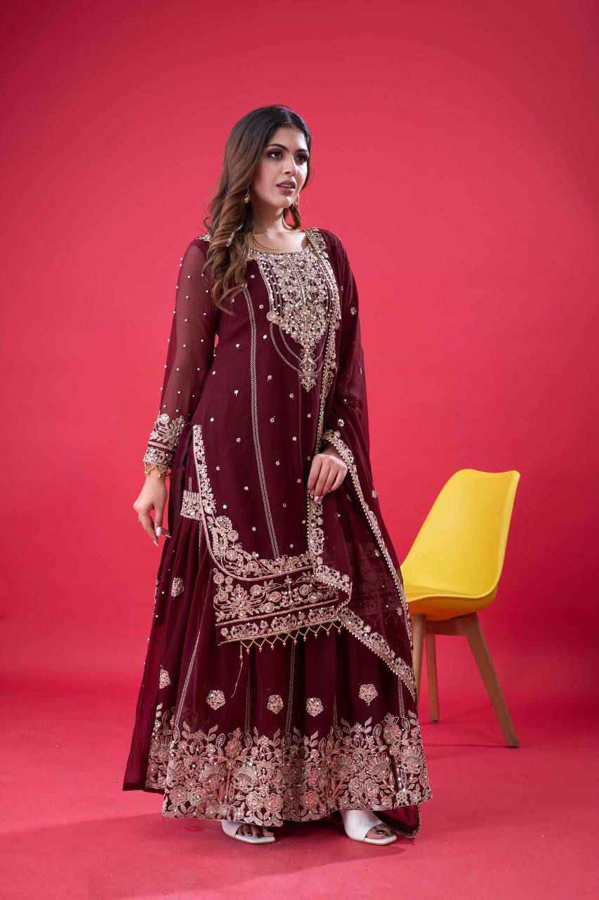 Heavy Embroidery Coding Dori-Sequence Work Top-Bottom And Dupatta Set in Berlin