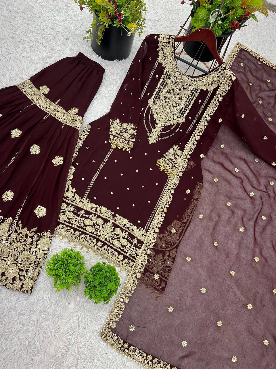 Heavy Embroidery Coding Dori-Sequence Work Top-Bottom And Dupatta Set in Berlin