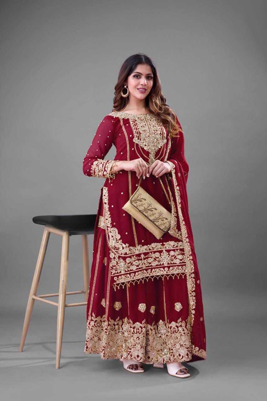 Heavy Embroidery Coding Dori-Sequence Work Top-Bottom And Dupatta Set in Germany