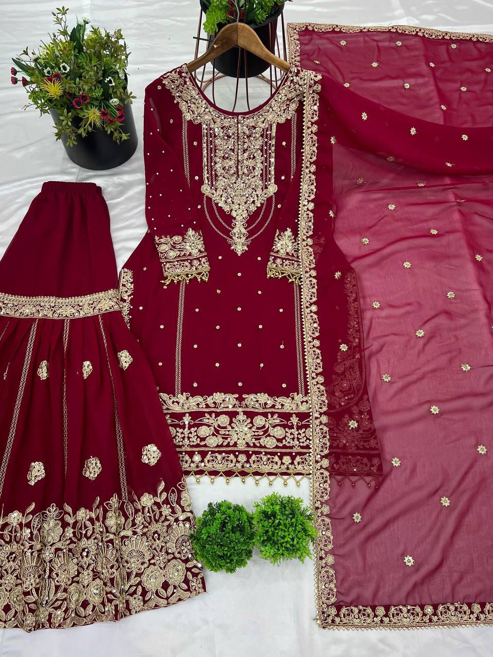 Heavy Embroidery Coding Dori-Sequence Work Top-Bottom And Dupatta Set in Germany